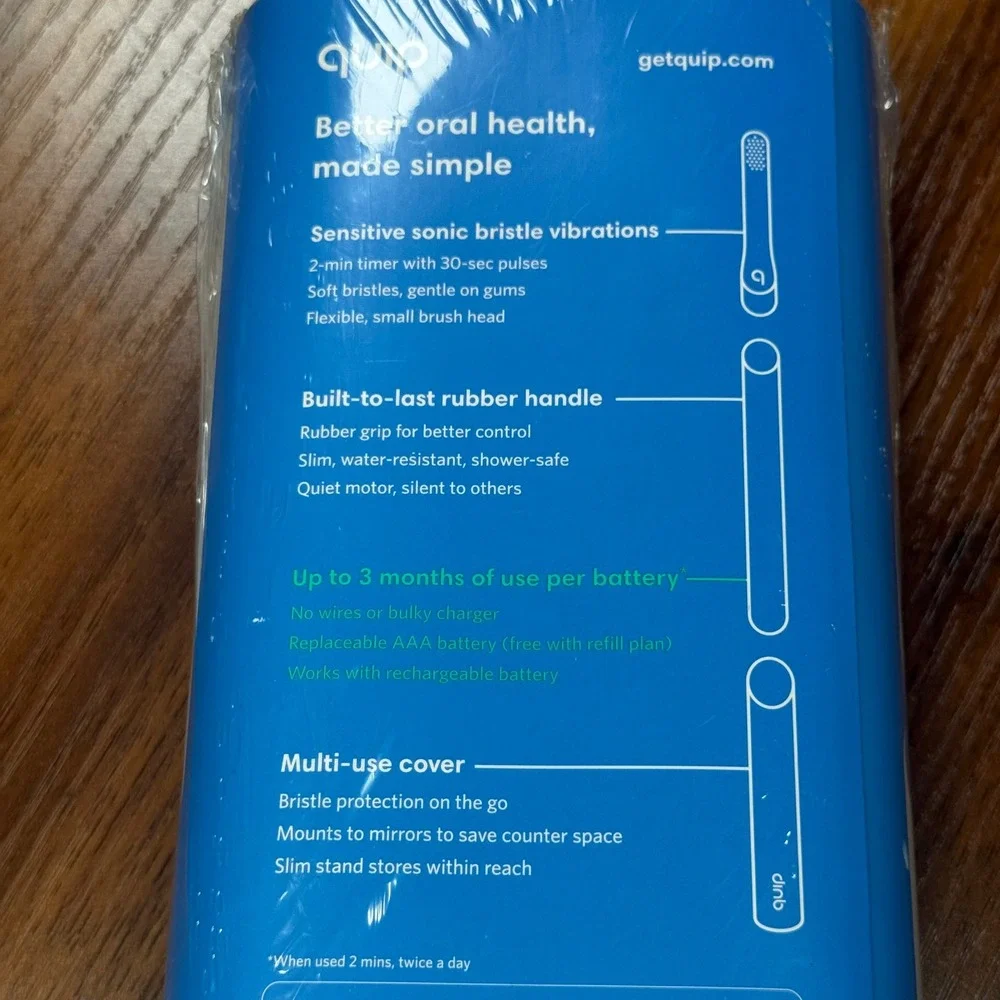 Quip Kids Electric Toothbrush Blue Sonic Vibrations Timer ADA Accepted